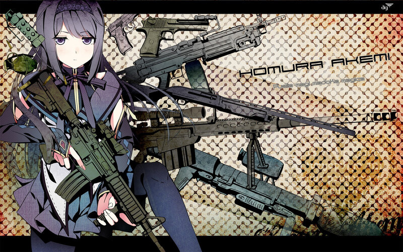 Anime Girl with Guns — Purple, Dramatic, Grenade, Military Gear