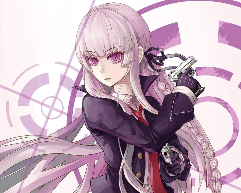 Anime Girl with Guns — Purple, Dramatic, Long Hair