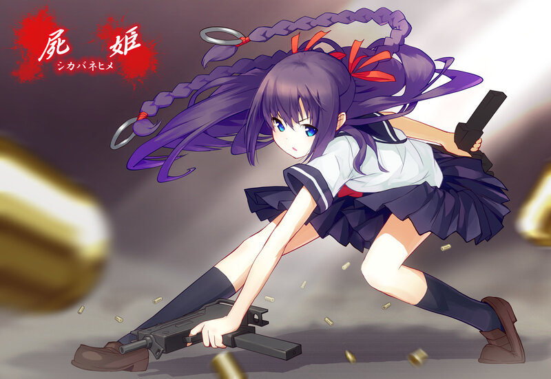 Anime Girl with Guns — Purple