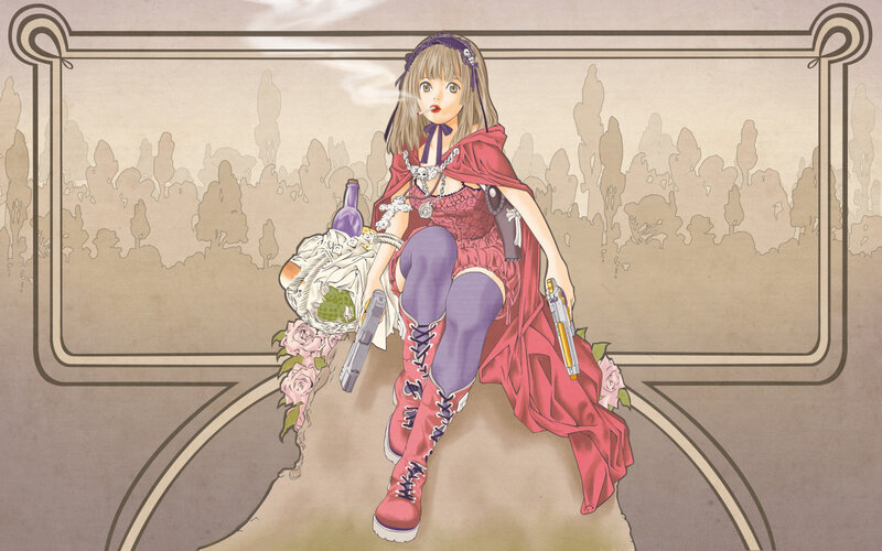 Anime Girl with Guns — Red, Dramatic, Manga