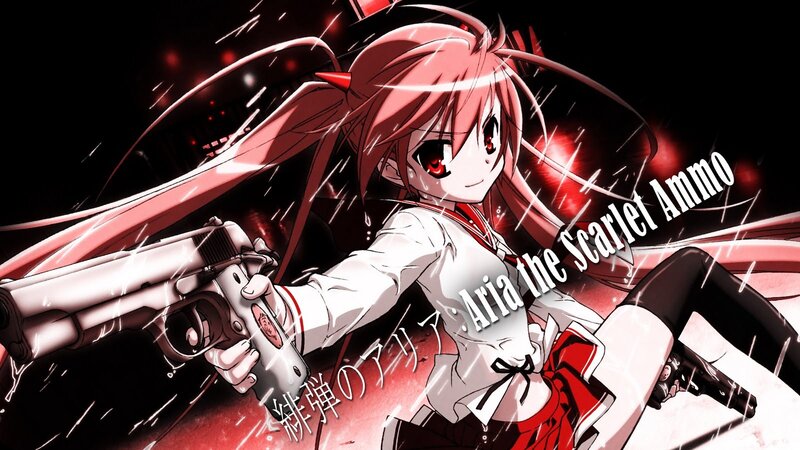 Anime Girl with Guns — Red, Dramatic, Night