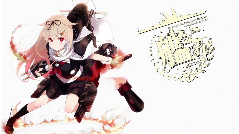 Anime Girl with Guns — White, Action, Flames