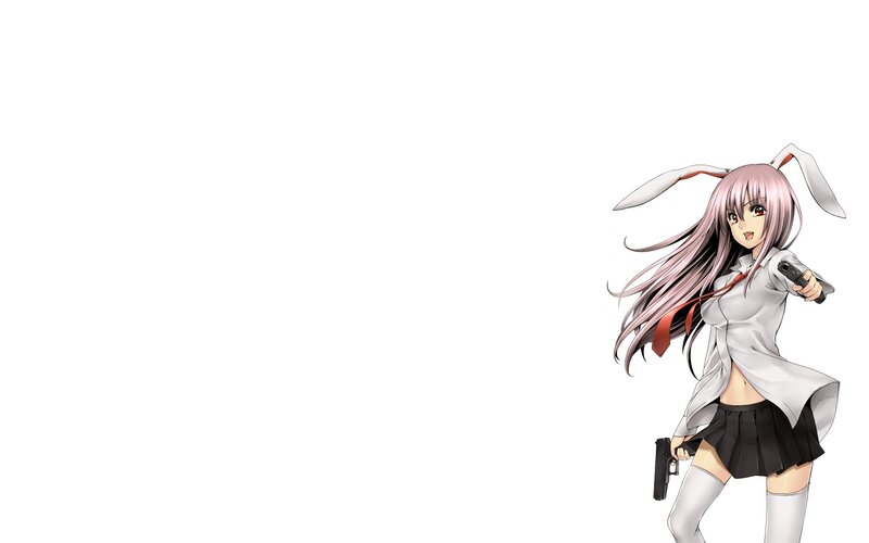 Anime Girl with Guns — White, Action, Gun, Bunny Ears