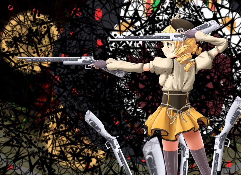 Anime Girl with Guns — Yellow, Dramatic