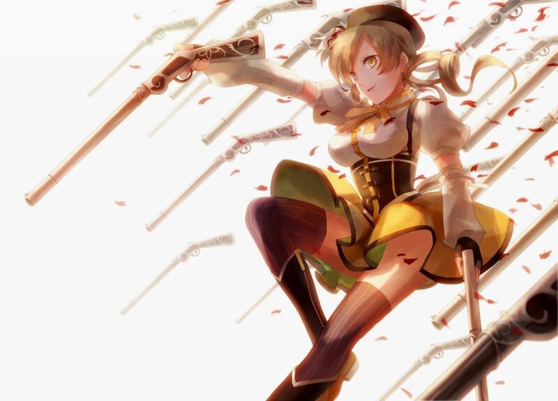 Anime Girl with Guns — Yellow, Dynamic, Digital Art