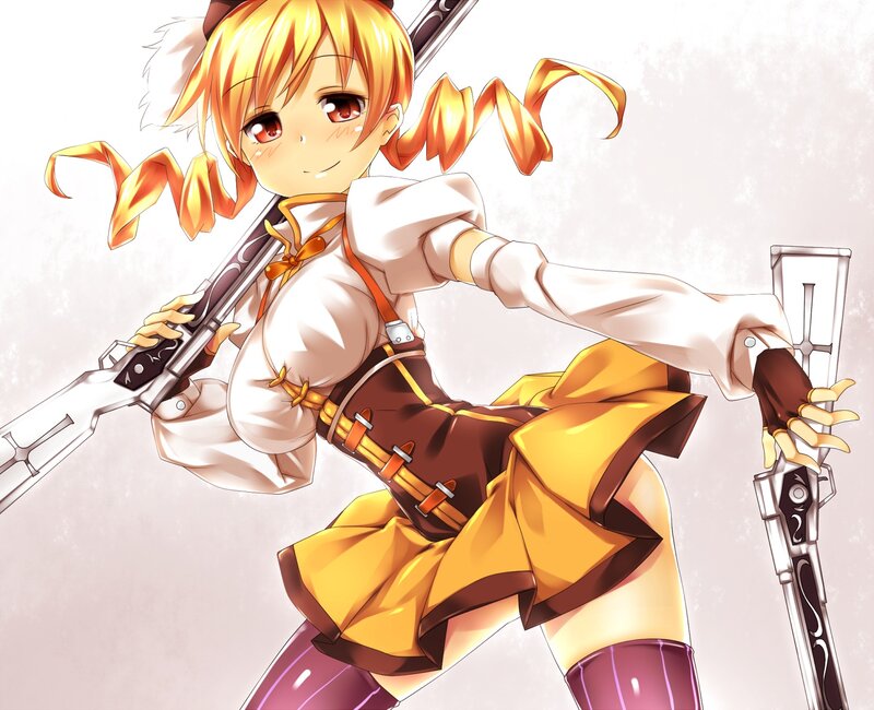 Anime Girl with Guns — Yellow, Playful