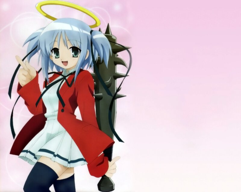 anime girl with halo and weapon