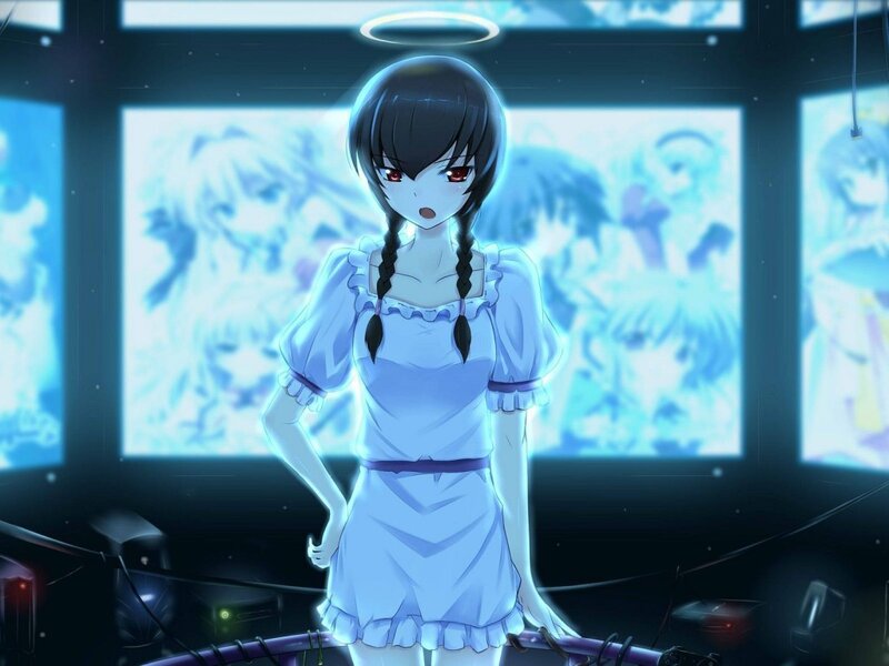 Anime Girl with Halo — Blue, Dramatic
