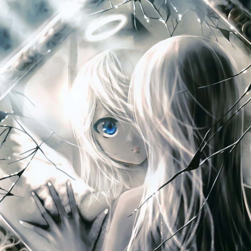 Anime Girl with Halo — White