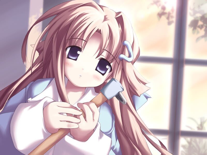 anime girl with hammer