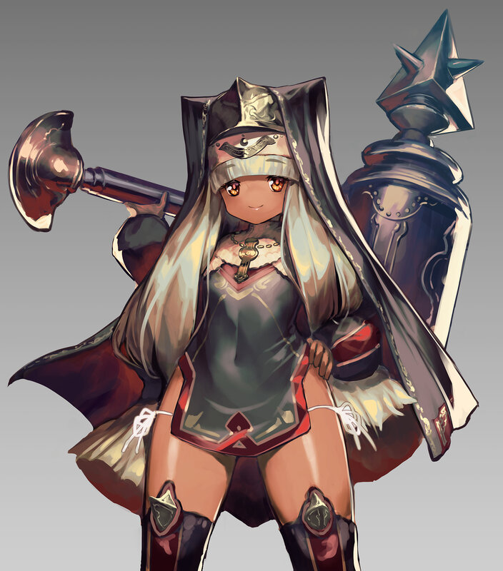 Anime Girl with Hammer — Gray