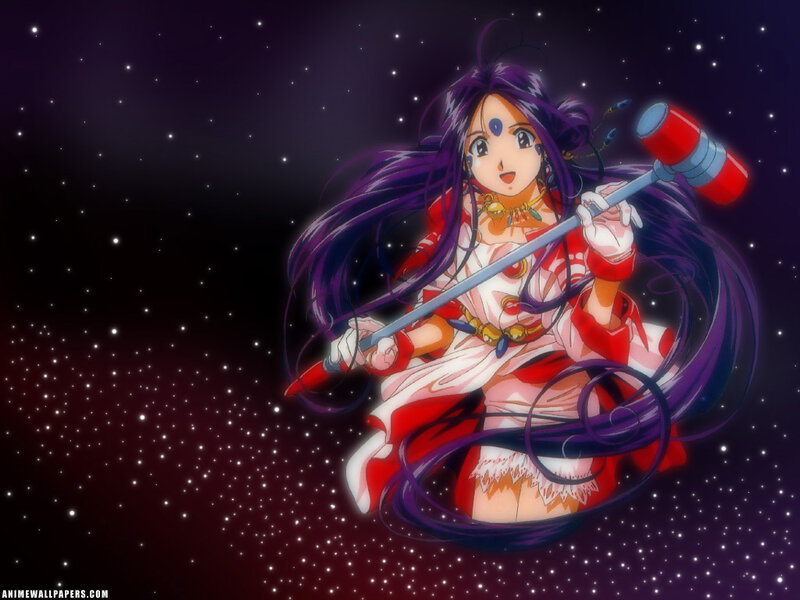 anime girl with hammer in space