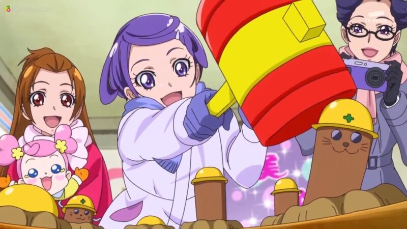 Anime Girl with Hammer — Purple, Cheerful
