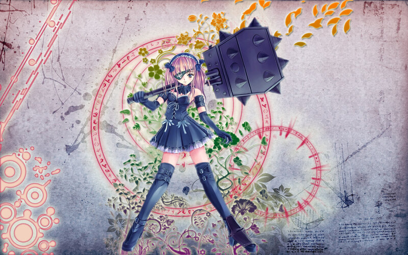 Anime Girl with Hammer — Purple