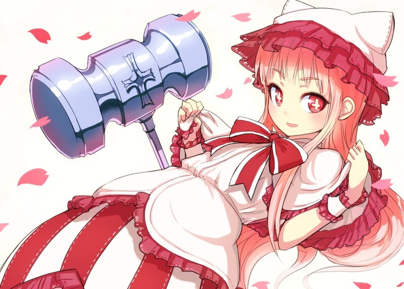 Anime Girl with Hammer — Red, Playful