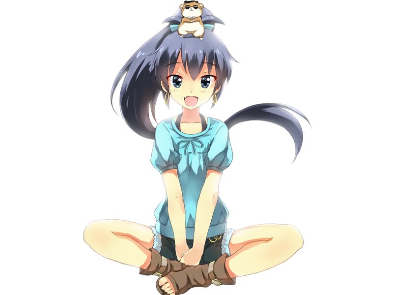 Anime Girl with Hamster — Blue