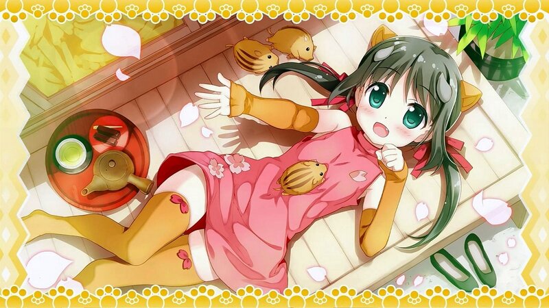 Anime Girl with Hamsters — Pink