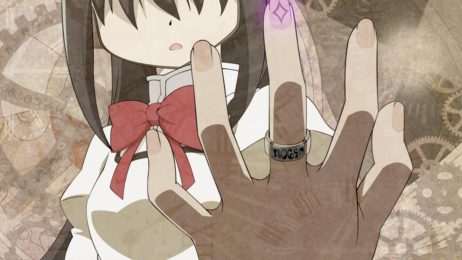 anime girl with hand forward