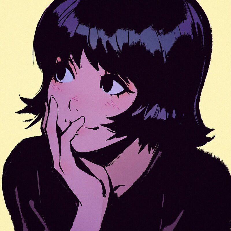 Anime Girl with Hand on Face