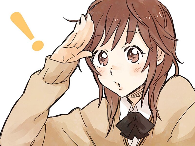 anime girl with hand on head