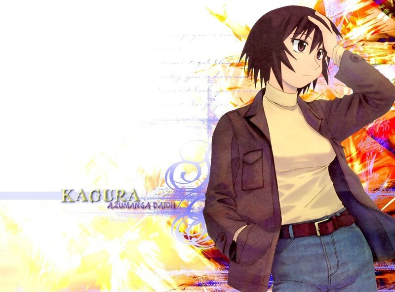 Anime Girl with Hand on Head — Yellow