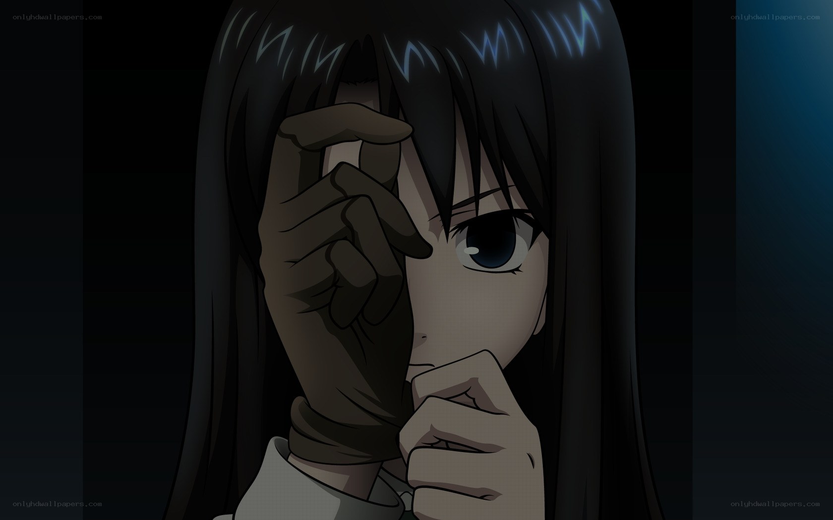 anime girl with hand over face