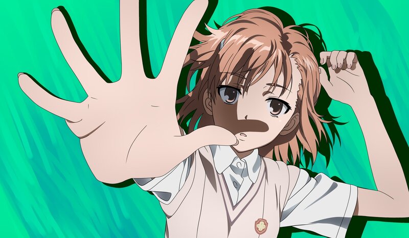 Anime Girl with Hand Up — Green
