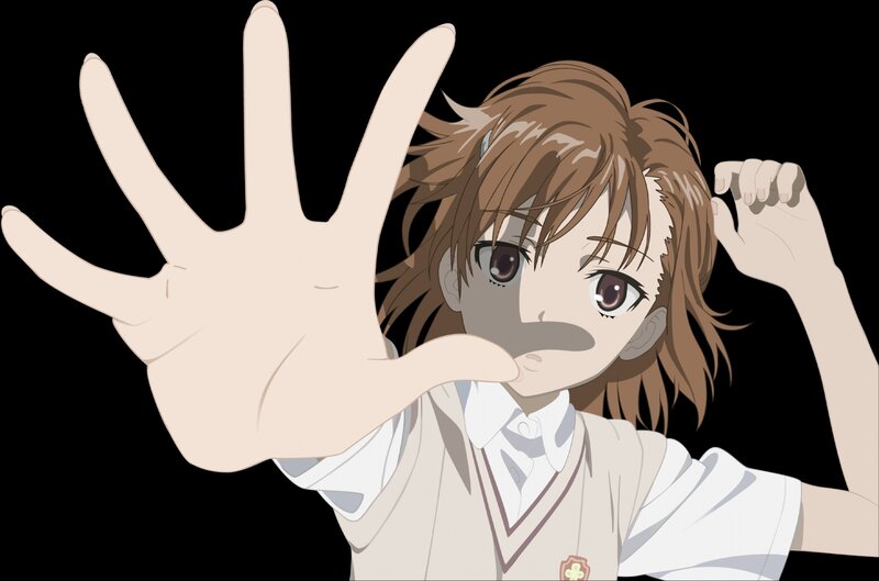 anime girl with hand up