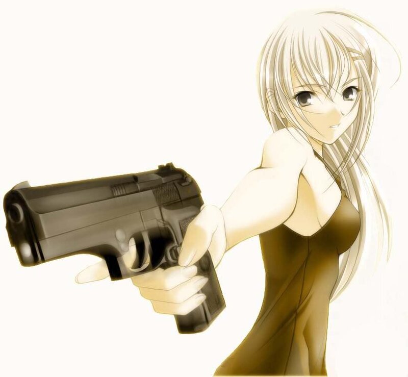 anime girl with handgun
