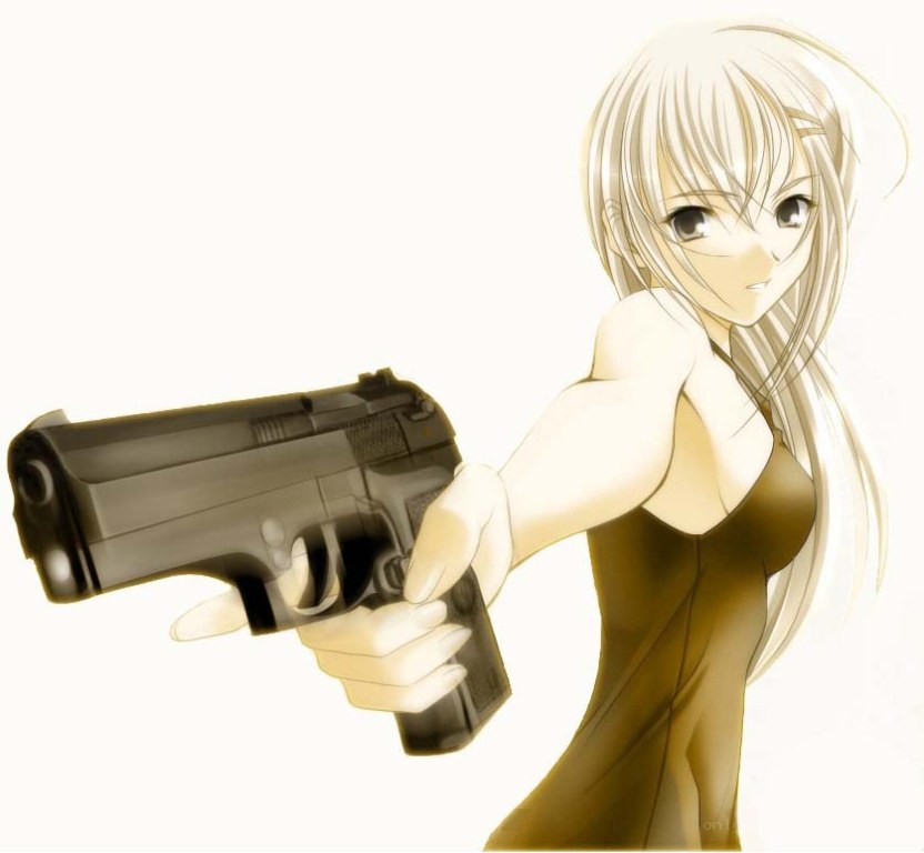 anime girl with handgun
