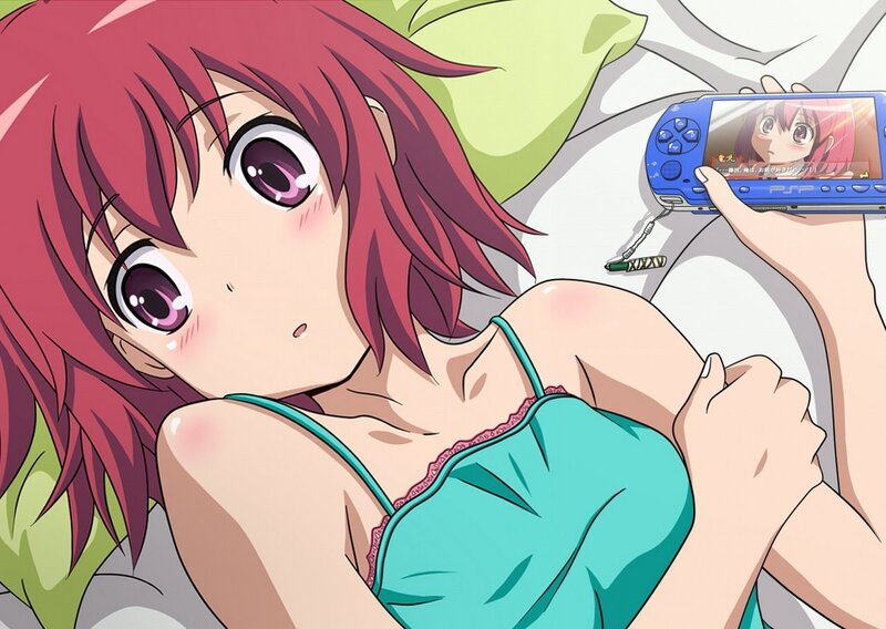 Anime girl with handheld console