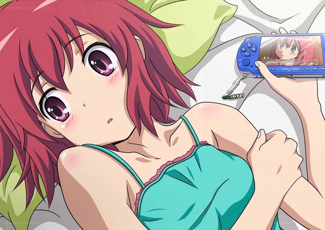 Anime girl with handheld console