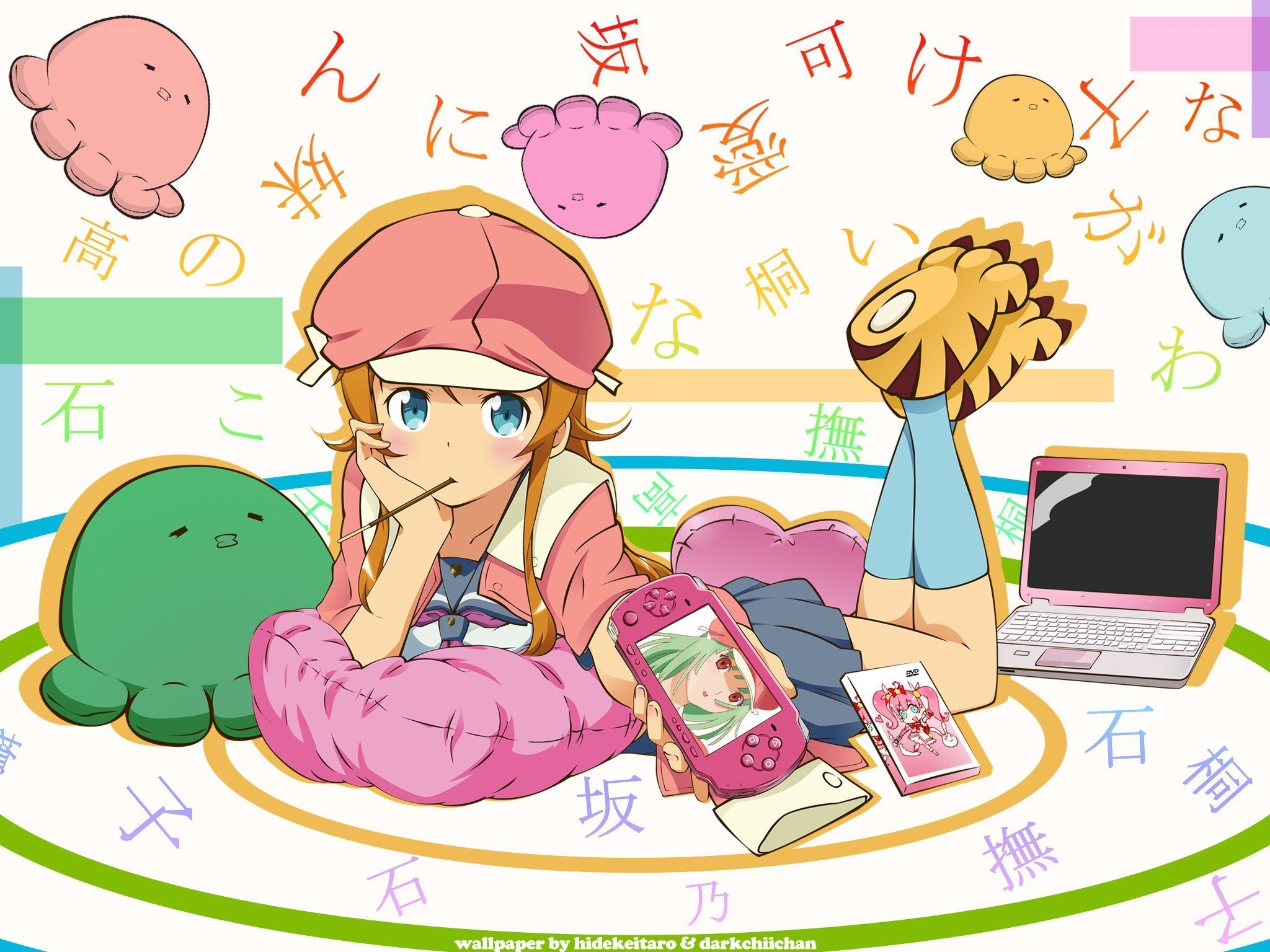 Anime girl with handheld console