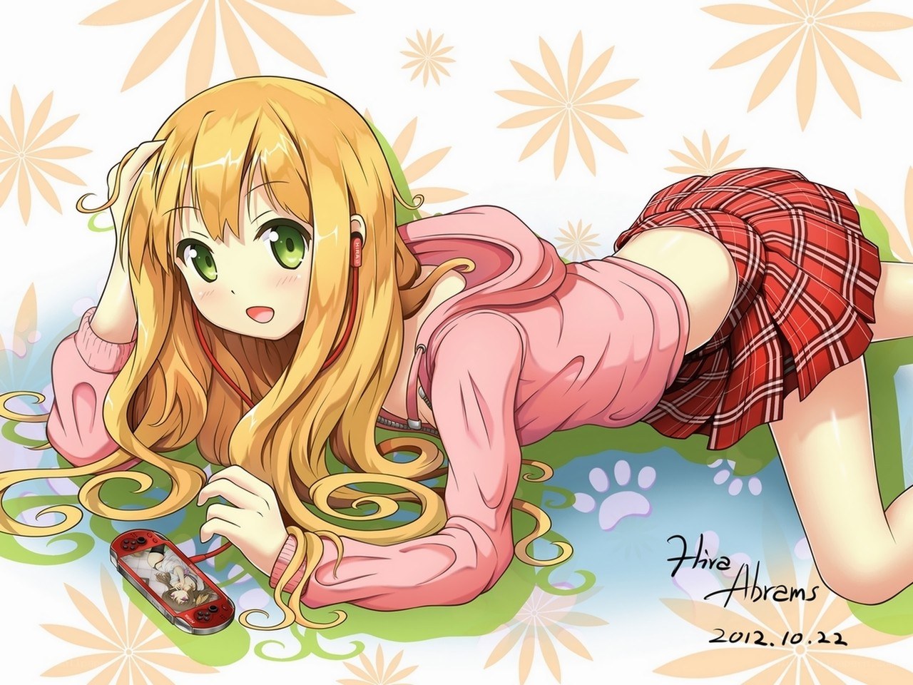 Anime girl with handheld console