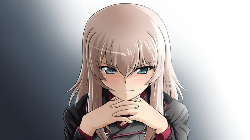 Anime Girl with Hands Clasped — Gray