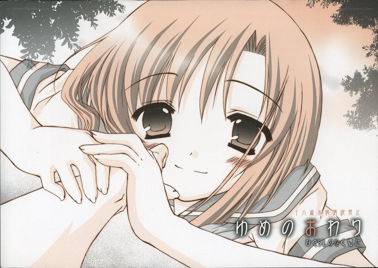 anime girl with hands on face