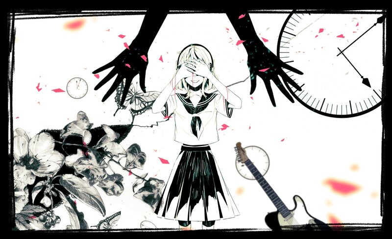 Anime girl with hands over face