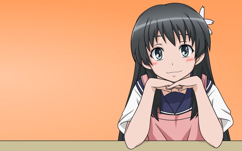 Anime Girl with Hands under Chin