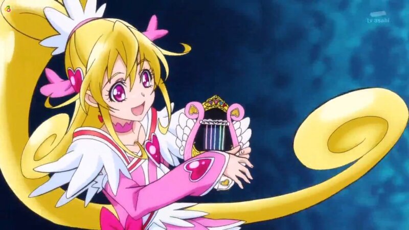 Anime Girl with Harp — Pink, Joyful