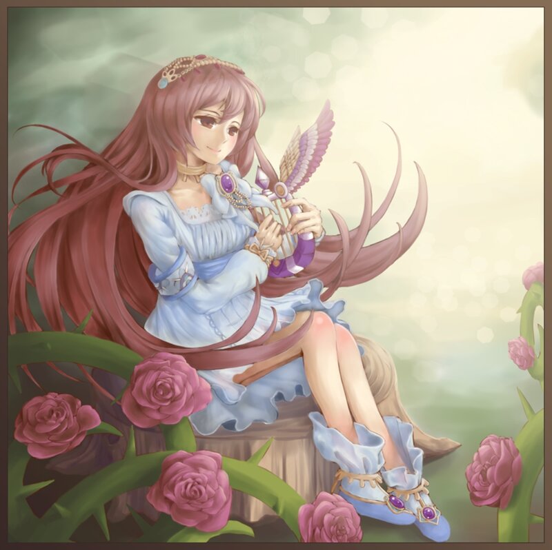 Anime Girl with Harp — Pink