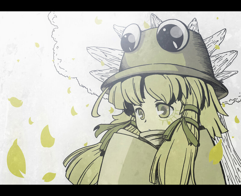 anime girl with hat and eyes