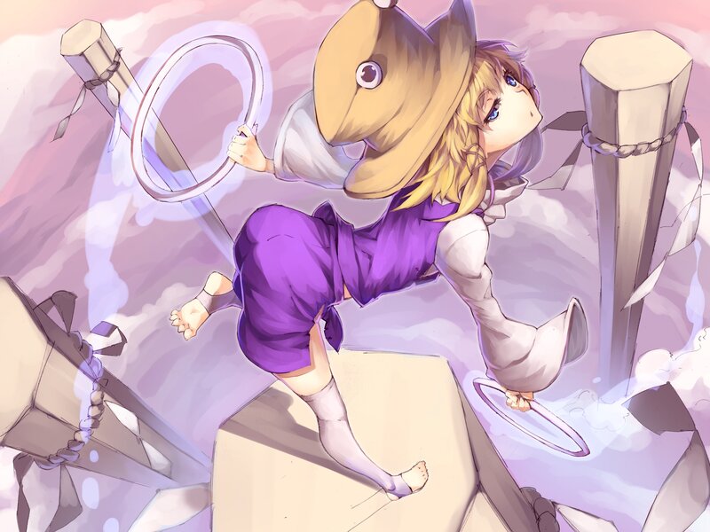 anime girl with hat and rings
