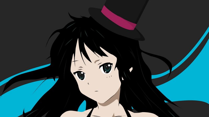 Anime Girl with Hat — Black, Neutral, Long Hair