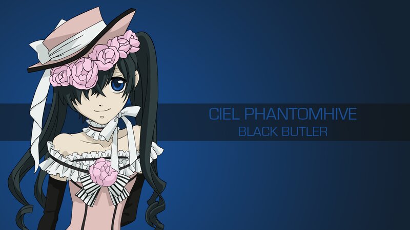Anime Girl with Hat — Blue, Calm, Flowers