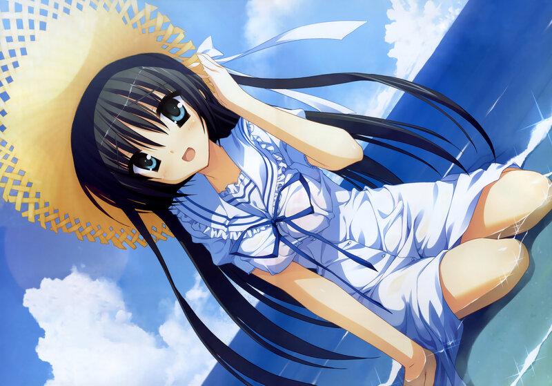 Anime Girl with Hat — Blue