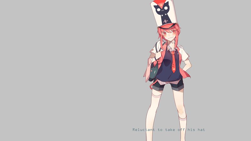 Anime Girl with Hat — Gray