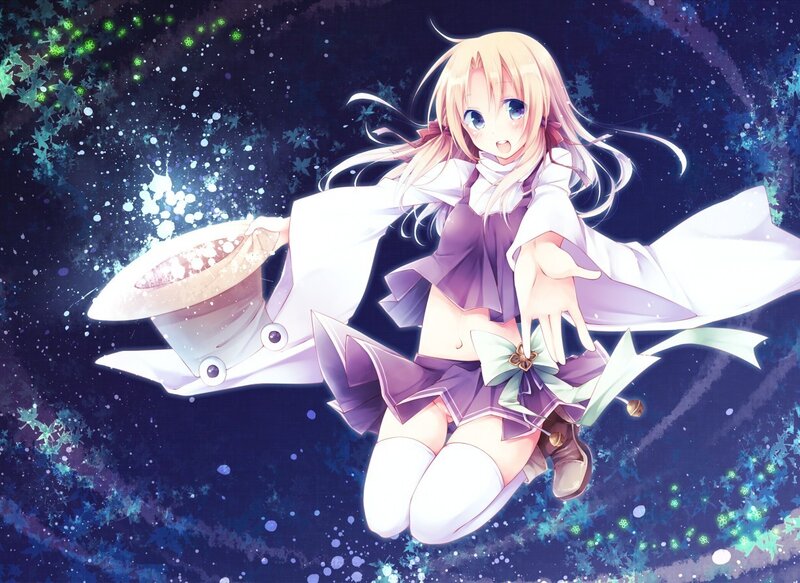 Anime girl with hat in space
