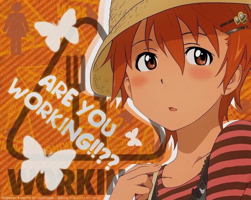 Anime Girl with Hat — Orange, Curious