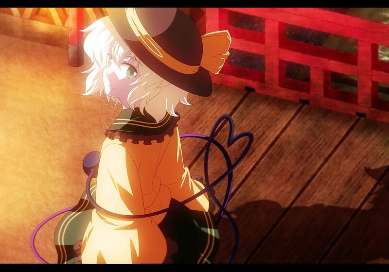 Anime Girl with Hat — Orange, Dramatic, Sunset