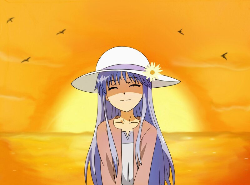 Anime Girl with Hat — Orange, Serene